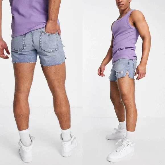 ASOS Shorter Length Denim Shorts with Heavy Rips - Picture 8 of 8